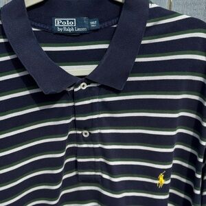 Polo by Ralph Lauren Striped Shirt 3XLT TALL Men’s Navy Green Preppy Logo Casual